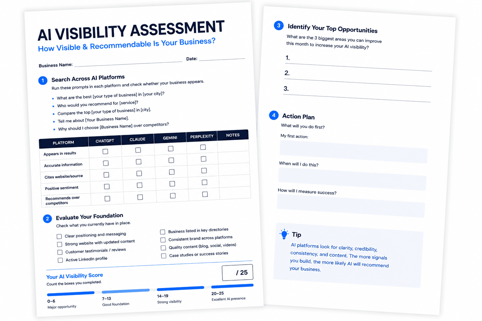 AI Visibility Assessment worksheet preview